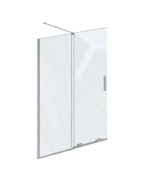 Ravak Roll - Mampara de ducha Walk-In 140 x 195 cm, cromo/cristal transparente X9WVM0C00Z1
