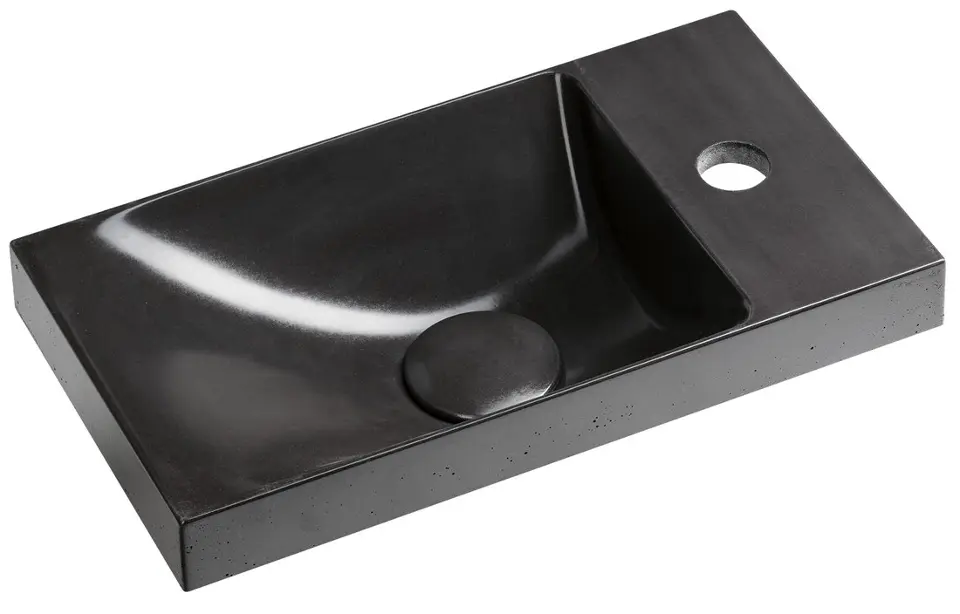 Sapho Agos - Lavamanos de 40 x 22 cm, sin rebosadero, orificio para grifo, I/D, antracita semibrillante AS40016