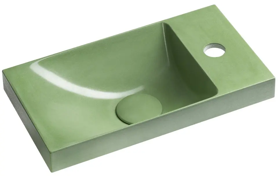 Sapho Agos - Lavamanos de 40 x 22 cm, sin rebosadero, orificio para grifo, I/D, verde semibrillante AS40023