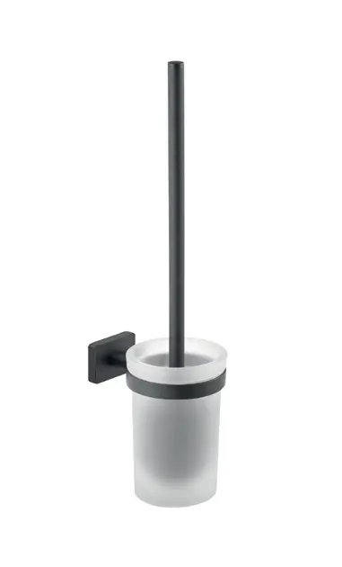 Novaservis Ferro Greta - Brosse WC murale avec support, verre dépoli/gun metal AGR14GM