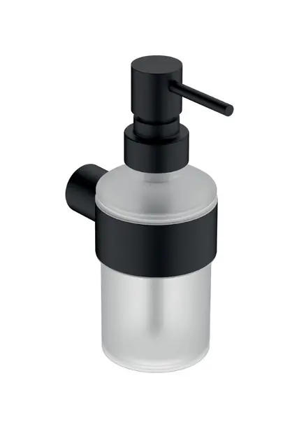 Novaservis Ferro Nostris - Distributore di sapone con supporto, vetro satinato/nero ANS34BL