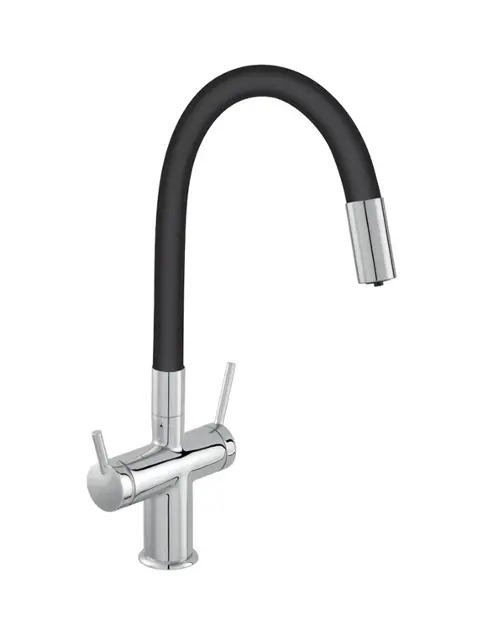 Novaservis Ferro Filtrata - Keukenmengkraan met filterfunctie en flexibele arm, zwart/chroom. BFT41B