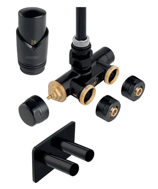 Novaservis - Set ventile termostate de conectare pe colț, negru ZTT30BL