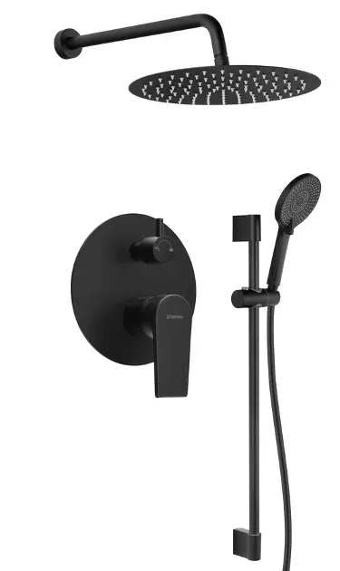 Sapho Kai - Zuhanyszett rejtett csapteleppel, testtel, átmérő 30 cm, matt fekete KA43/15-04