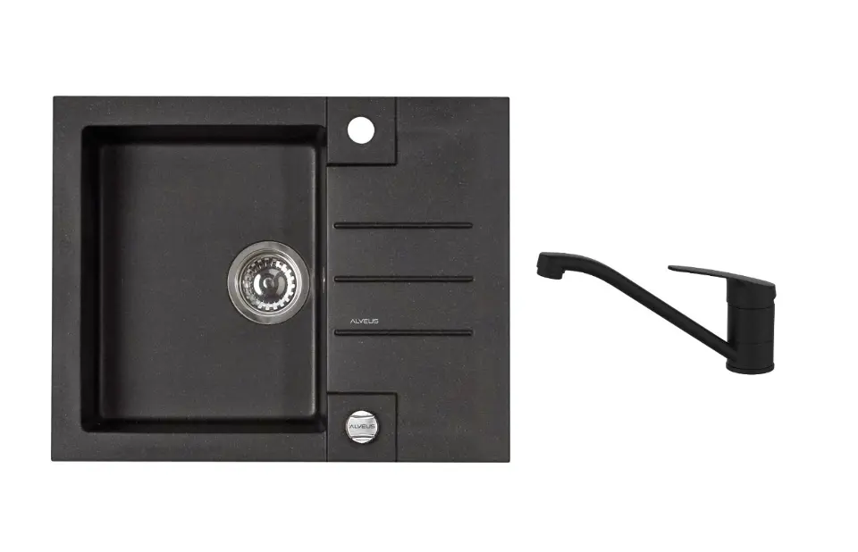 Alveus - Set drezu Rock 30 a batérie Clara, s ovládaním odpadu, carbon SETA25869