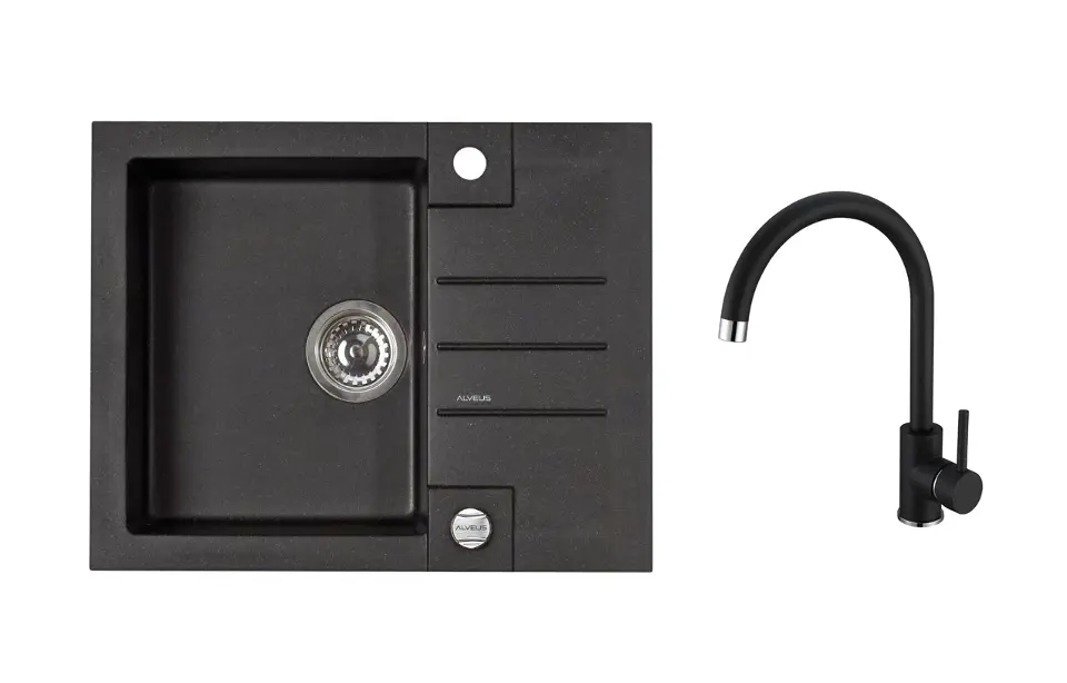 Alveus - Set drezu Rock 30 a batérie Kati, s ovládaním odpadu, carbon SETA25873