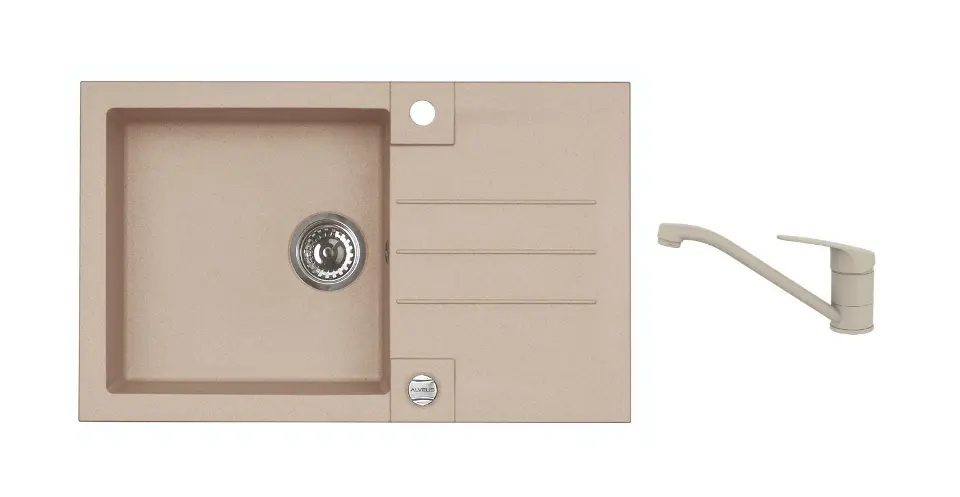 Alveus - Set drezu Rock 130 a batérie Clara, s ovládaním odpadu, beige SETA25886