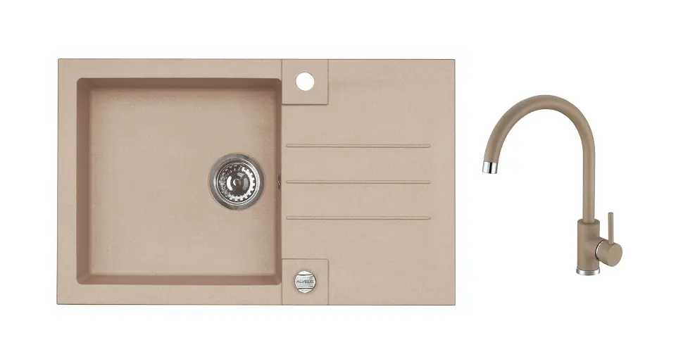 Alveus - Set drezu Rock 130 a batérie Kati, s ovládaním odpadu, beige SETA25889