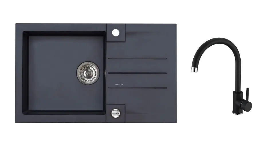 Alveus - Set drezu Rock 130 a batérie Kati, s ovládaním odpadu, carbon SETA25891