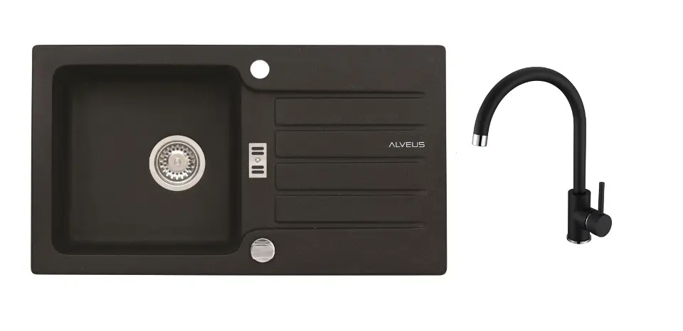Alveus - Set drezu Niagara 30 a batérie Kati, s ovládaním odpadu, carbon SETA25918