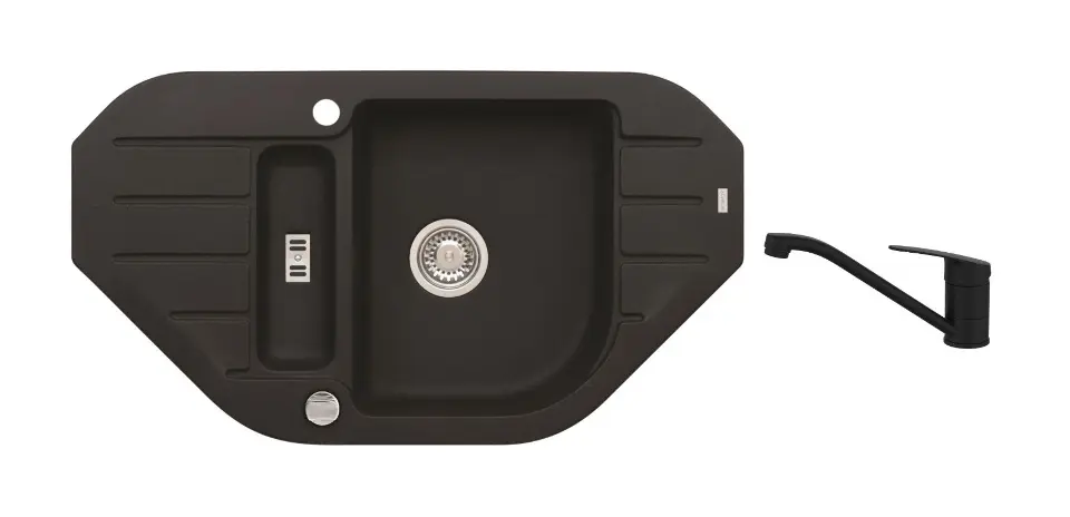 Alveus - Set drezu Niagara 60 a batéria Clara, s ovládaním odpadu, carbon SETA25920