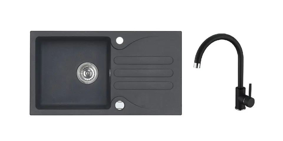 Alveus - Set drezu Galapagos 30 a batérie Kati, s ovládaním odpadu, carbon SETA25991