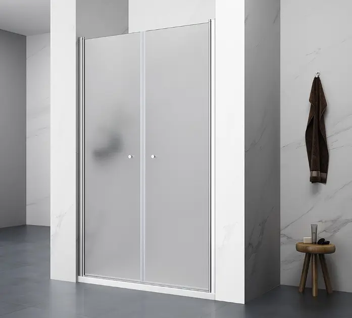 Aqualine - Sprchové dvere Pilot, dvojdielne 90 cm, lesklý hliník/sklo Brick PT092IIJ1