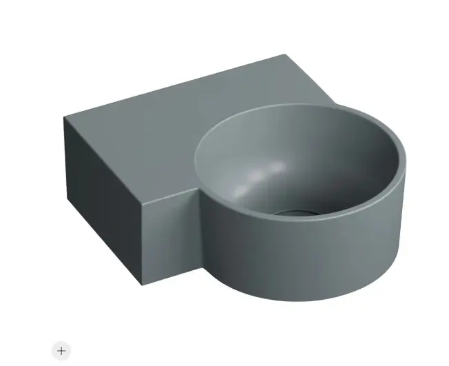 OMNIRES Ovo M+ - Umývátko 34x35 cm, bez přepadu, bez otvoru pro baterii, levé, matná šedá OVO335UWLAG