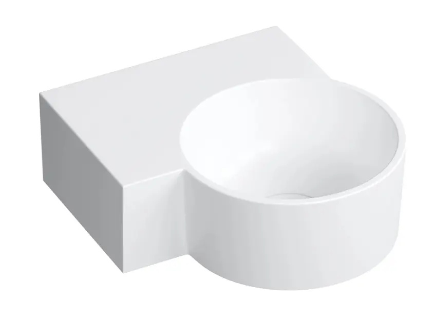 OMNIRES Ovo M+ - Umivaonik 34 x 35 cm, bez prelijevanja, bez otvora za slavinu, za lijevu stranu, mat bijela OVO335UWLBM