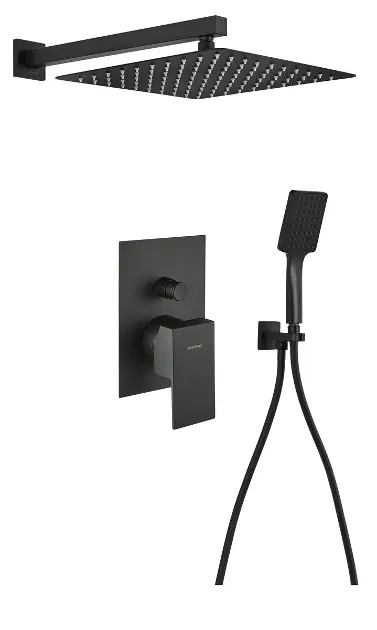 Sapho Spectre - Душ комплект със скрит смесител, с тяло, 30x30 см, матово черно 1102-42B-03
