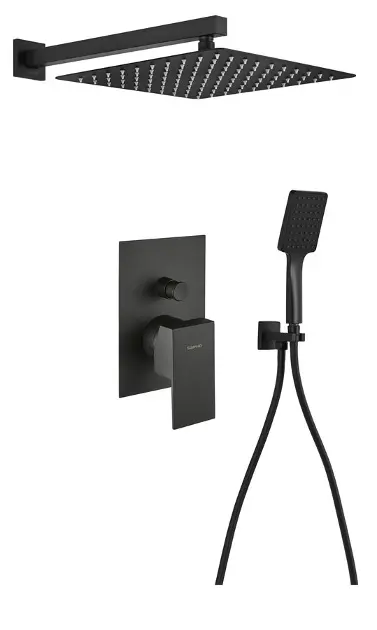E-shop Sapho Spectre - Sprchový set s batériou pod omietku, s telesom, 30x30 cm, matná čierna 1102-42B-03