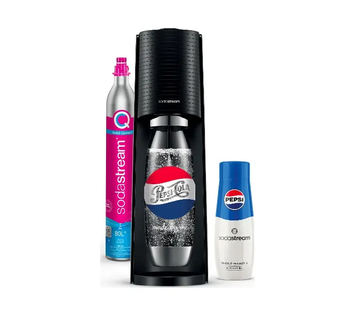 SodaStream - Výrobník sódy Terra Black s príslušenstvom, príchuť Pepsi, nerezová 42008355