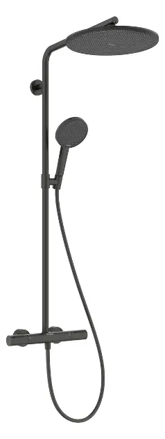 E-shop Hansgrohe Raindance Alive S Puro - Sprchový set s termostatom, priemer 30 cm, 3 prúdy, EcoSmart+, kefovaný čierny chróm 24594340