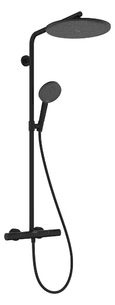 E-shop Hansgrohe Raindance Alive S Puro - Sprchový set s termostatom, priemer 30 cm, 3 prúdy, EcoSmart+, matná čierna 24594670