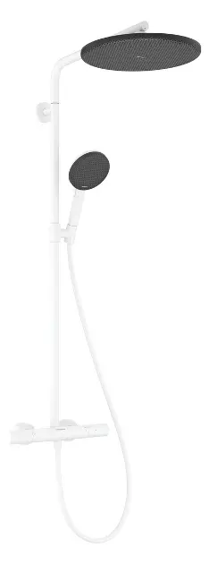 E-shop Hansgrohe Raindance Alive S Puro - Sprchový set s termostatom, priemer 30 cm, 3 prúdy, EcoSmart+, matná biela 24594700