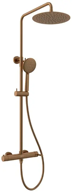 Sapho Iconic - Duschset mit Armatur, Durchmesser 25 cm, 2 Strahlarten, mattes Kupfer AF139PG