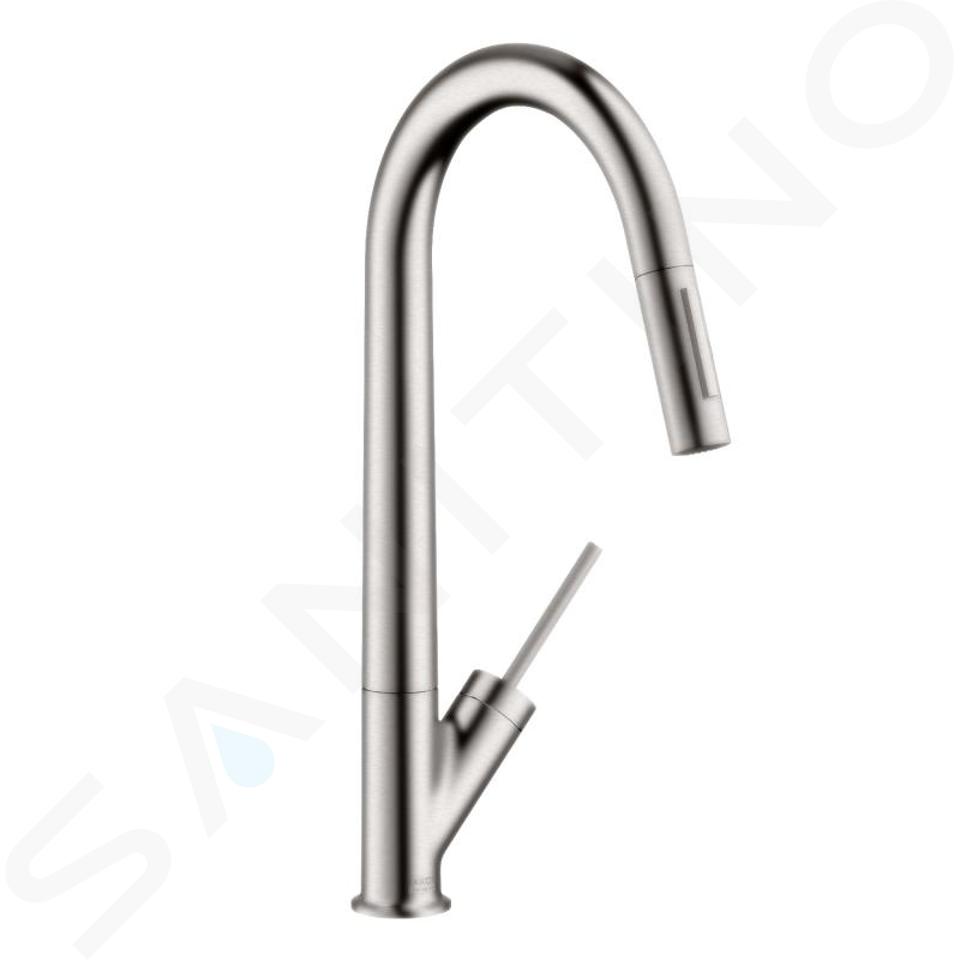 Axor Starck - Baterie chiuvetă monocomandă, aspect de inox 10821800