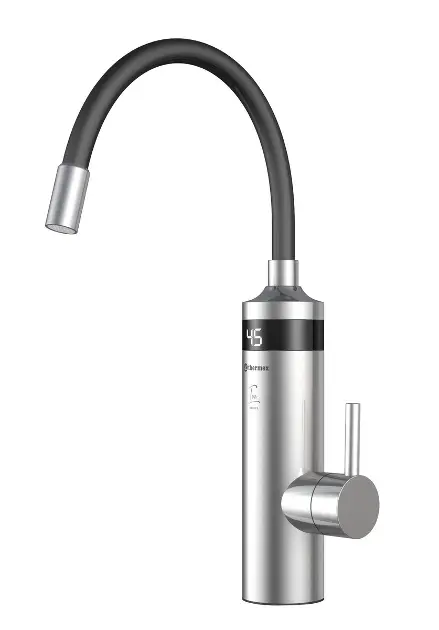 Aqualine Ton - Miscelatore elettrico per lavello da 3 kW, nero/acciaio inossidabile 211085