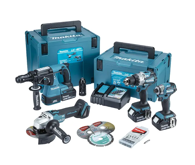 Makita - Комплект от 10 броя БЕЗЖИЧНИ инструменти, батерии и зарядни устройства DLX4195JX1