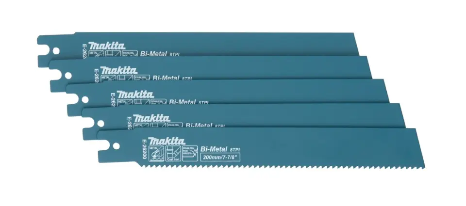 Levně Makita - Sada pilových plátků na kov 8 TPI, délka 200 mm, 5 ks E-26200