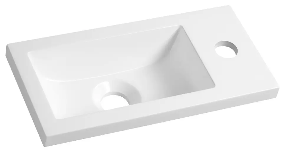 Aqualine - Umývátko 37x18 cm, bez přepadu, otvor pro baterii, bílá LM370