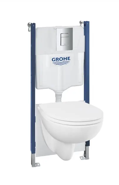 Levně Grohe Solido - Set předstěnové instalace, klozetu Bau Ceramic a sedátka softclose, tlačítko Even, chrom 112954SH00