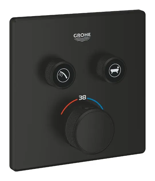 Grohe Grohtherm SmartControl - Baterie termostatată încastrată, pentru 2 consumatori, negru mat 291242430