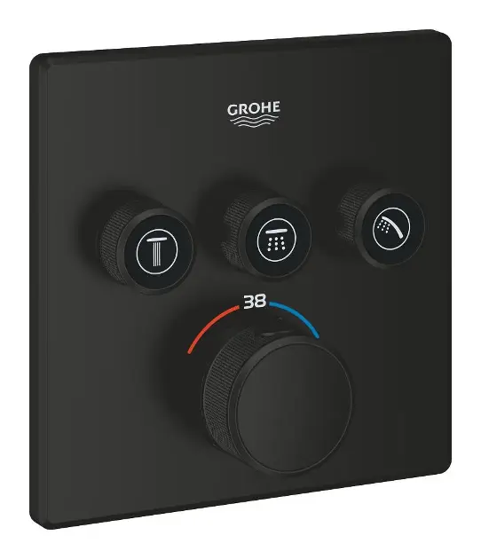 Grohe Grohtherm SmartControl - Miscelatore termostatico ad incasso, a 3 vie, nero opaco 291262430
