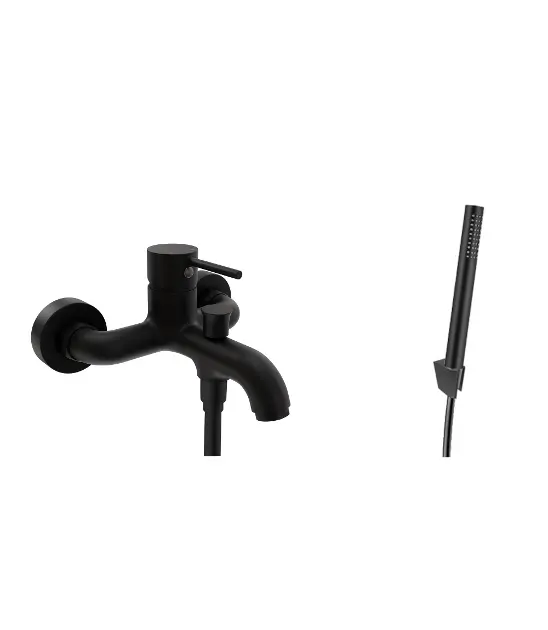 kielle Oudee - Mezclador de bañera con accesorios EcoSpare, negro mate 10302SN34