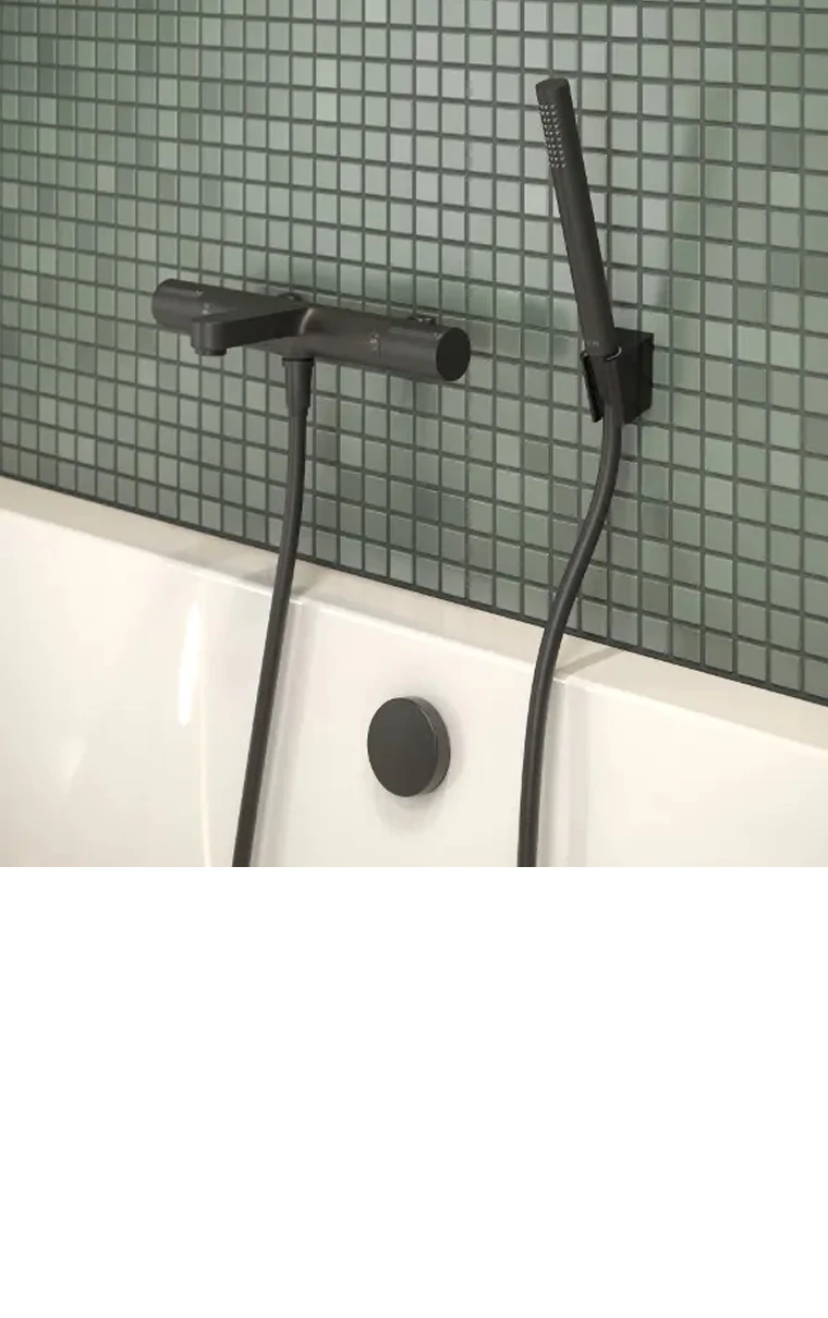 kielle Oudee - Termostatická vanová baterie s příslušenstvím EcoSpare, matná černá 10302SNT94