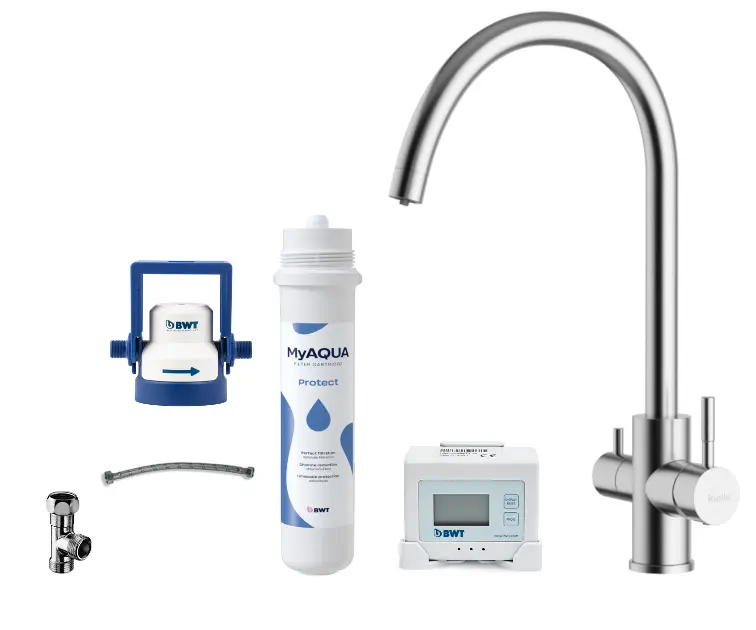 kielle Wimeo - Mosogató csaptelep szűrővel, szálcsiszolt rozsdamentes acél 10525SFI115