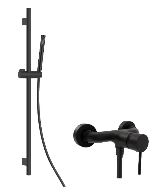 kielle Oudee - Doucheset met kraan, stang, slang en douchekop EcoSpare, mat zwart 20602SN24