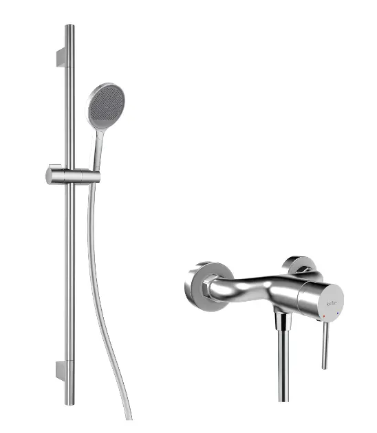 kielle Oudee - Sprchový set s batériou, tyčou, hadicou a sprchovou hlavicou EcoSpare, chróm 20602SN30