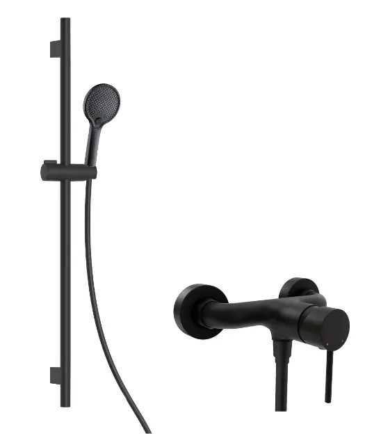 kielle Oudee - Doucheset met kraan, stang, slang en douchekop EcoSpare, mat zwart 20602SN44