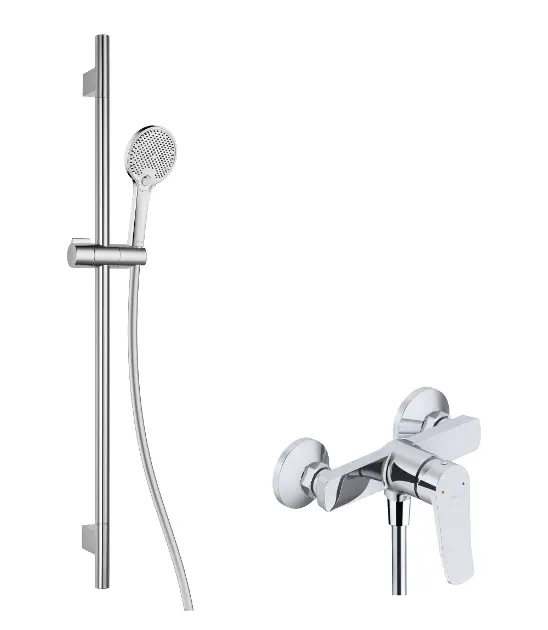 kielle Nefia - Sprchový set s batériou, tyčou, hadicou a sprchovou hlavicou EcoSpare, chróm 20627SN40