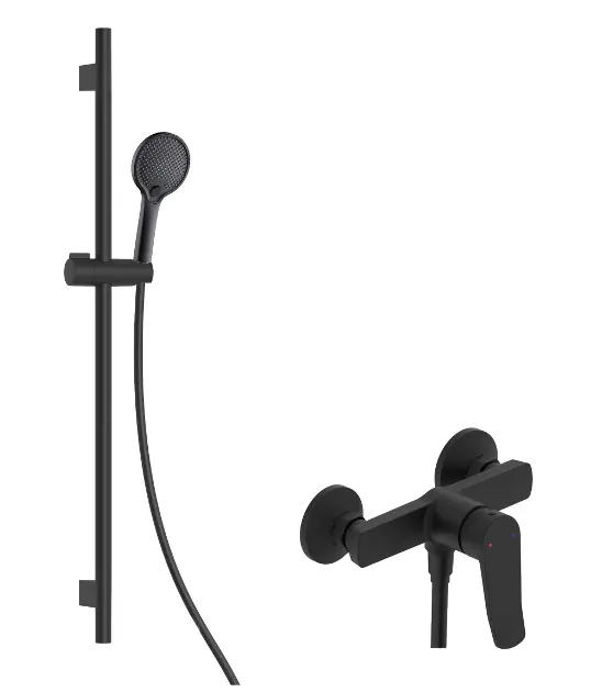 kielle Nefia - Doucheset met kraan, stang, slang en douchekop EcoSpare, mat zwart 20627SN44