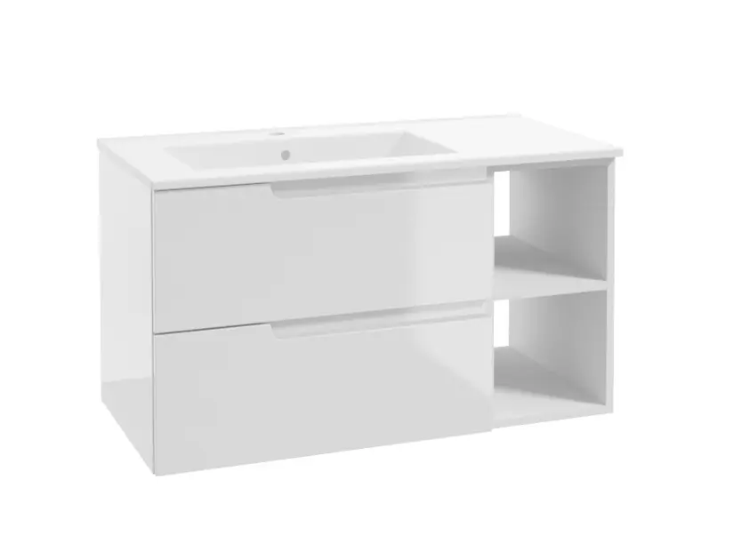 kielle Oudee - Meuble avec lavabo 90 cm, version gauche, blanc brillant 50002S90L0