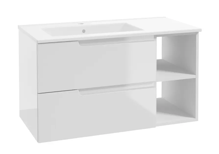 kielle Oudee - Mobile con lavabo 90 cm, variante sinistra, bianco lucido 50002S90L0