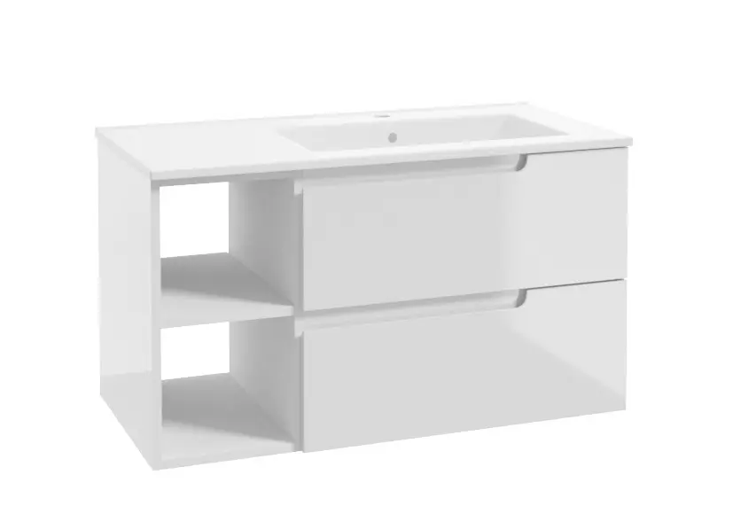kielle Oudee - Skříňka s umyvadlem 90 cm, pravá varianta, lesklá bílá 50002S90R0