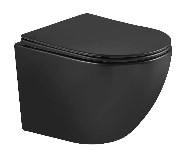 kielle Oudee - Inodoro suspendido con asiento Softclose, Vortex Rimless+, negro mate 30102014-SET1