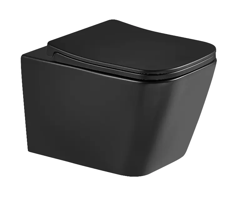 kielle Arkas I - Inodoro suspendido con asiento Softclose, Vortex Rimless+, negro mate 30111014-SET1