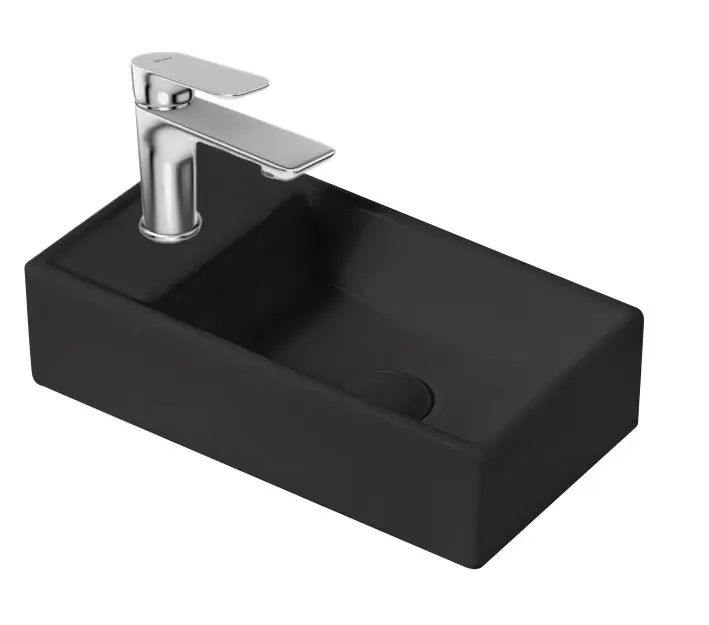 kielle Arkas I - Mosdó 42x23 cm, túlfolyó nélkül, 1 csapfurat bal oldalon, fekete matt 30611404L
