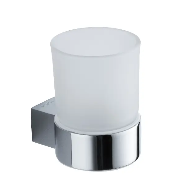 kielle Vega - Pahar pentru periuțe și pastă de dinți cu suport, sticlă mată/crom 40018020