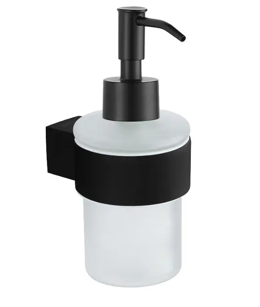 kielle Vega - Dávkovač mýdla s držákem, matné sklo/matná černá 40118034